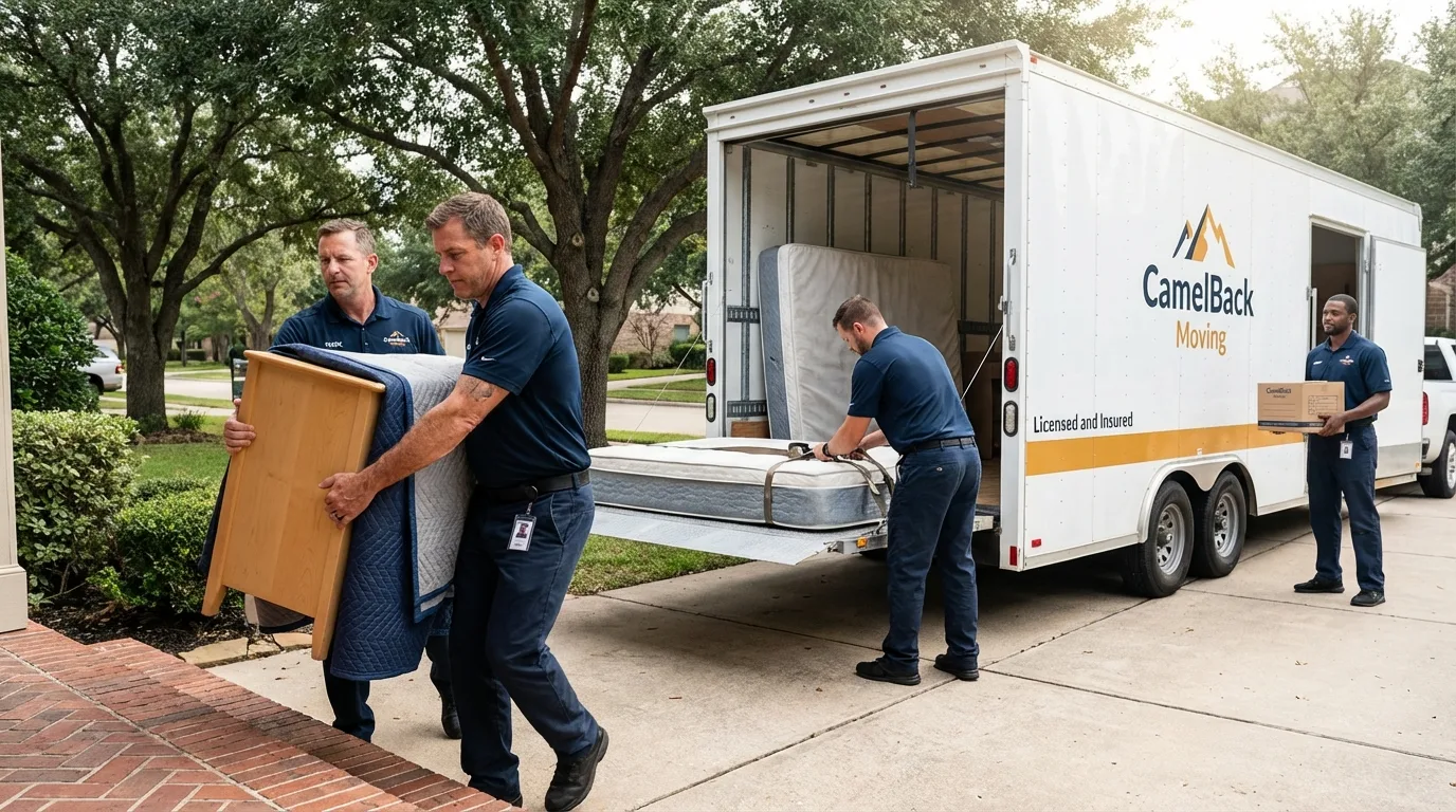 Crew loading residential truck for cross-state move from Mountville, PA